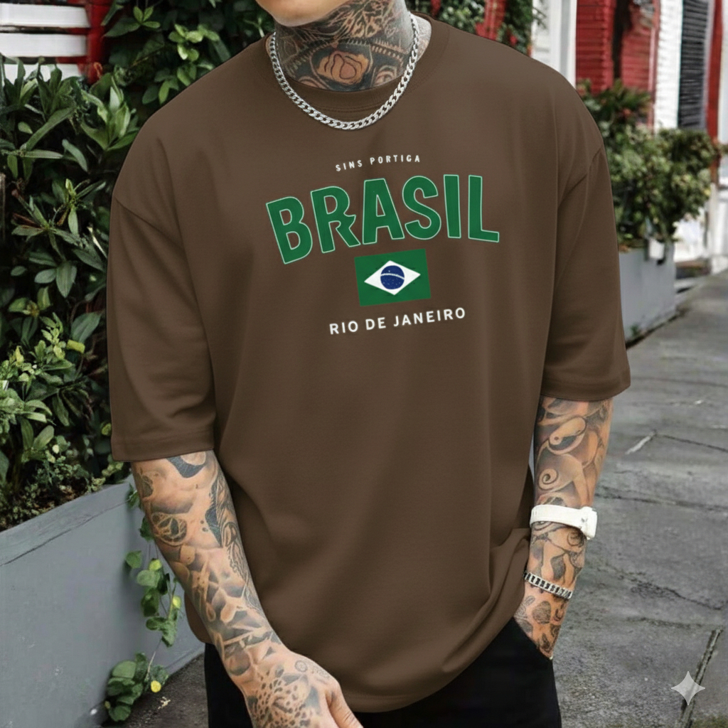 Camiseta Oversized Unissex Estampa Brasil Futebol Copa 2026 Confortável Blusa Largona