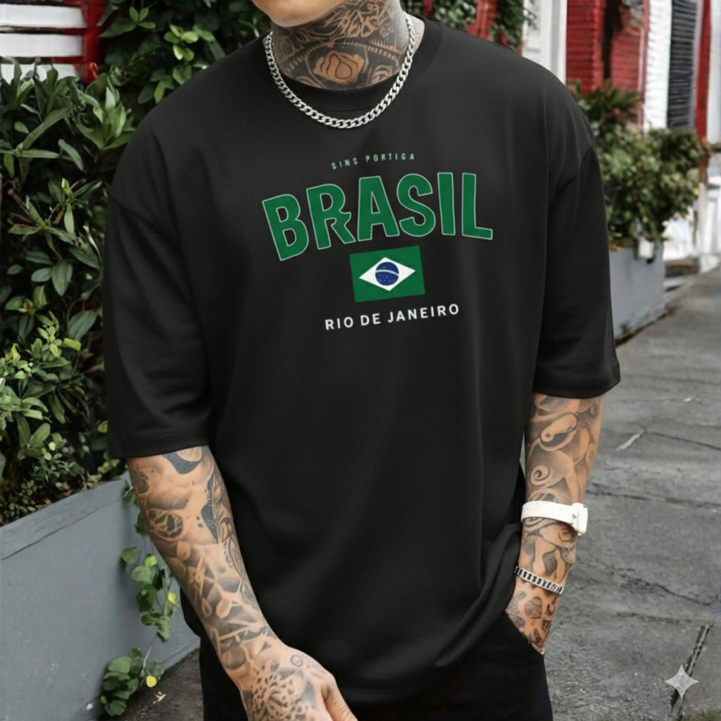 Camiseta Oversized Unissex Estampa Brasil Futebol Copa 2026 Confortável Blusa Largona