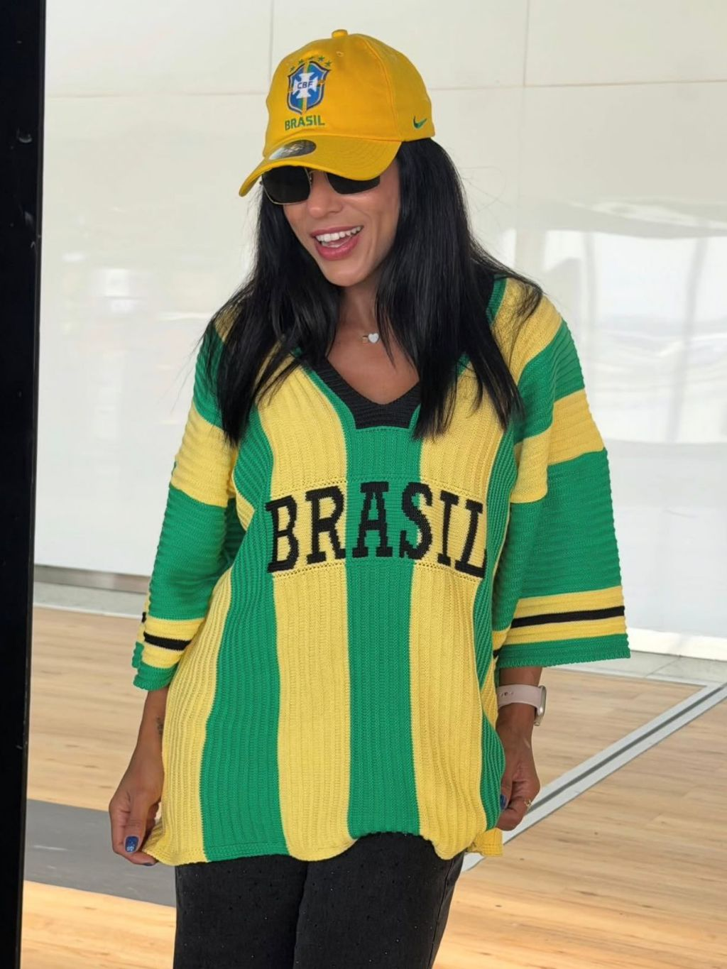 Blusa Feminina Brasil Tricot Oversized Moda Copa Estilo Streetwear T-shirt
